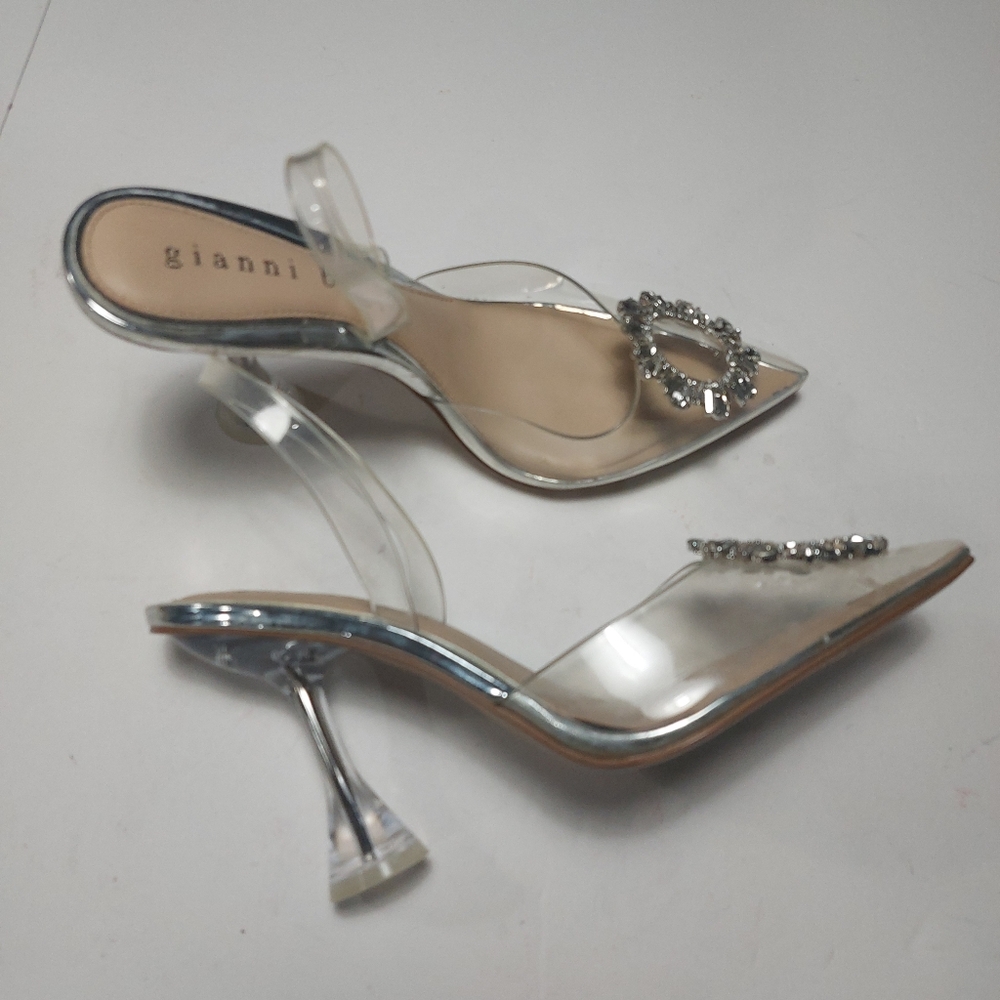 GIANNI BINI Vivyee Clear Rhinestones Heels Size 11 - Picture 7 of 15